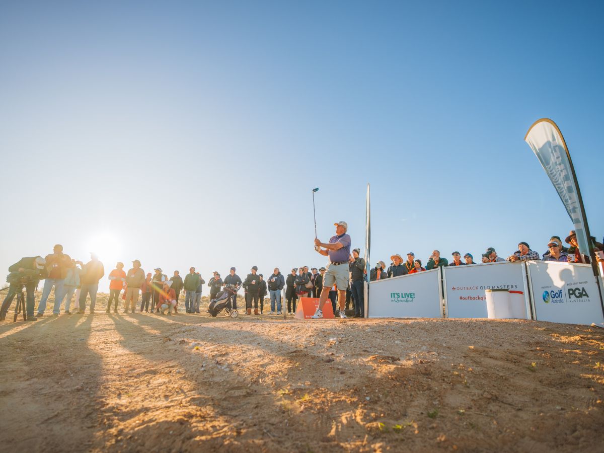 Player tees off for the Million Dollar Hole In One at Birdsville Sand Dune Golf Club in 2022