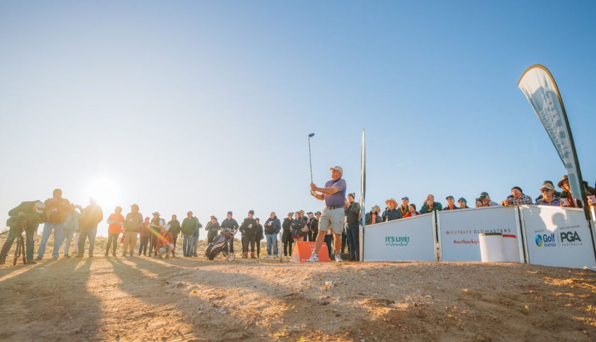 Player tees off for the Million Dollar Hole In One at Birdsville Sand Dune Golf Club in 2022